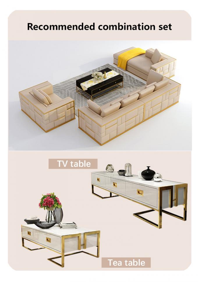โซฟา 7 ที่นั่ง เนื้อเทคเนียม เนื้อไม้แข็ง โซฟาชุดห้องนั่งเล่นแบบโมดูล 9