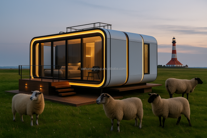 คอนเทนเนอร์เรือนขนส่งโมเดิร์นหรู 20 ฟุต บ้านพักขนาดเล็ก โครงสร้างสแตนเลส Prefab สําหรับโรงแรม วิลล่า พื้นที่อพาร์ทเมนต์ 6
