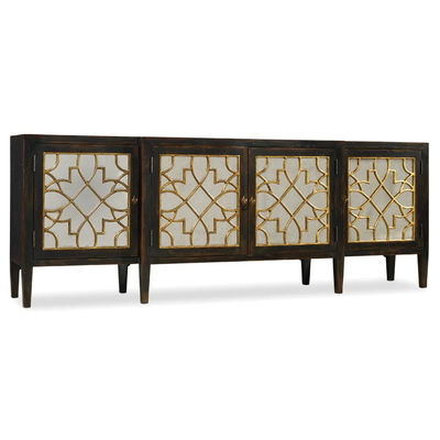 Black Mirror Credenza Cabinet Sideboard Organizer Set สําหรับทีวีห้องนั่งเล่น