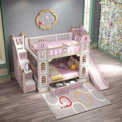 เฟอร์นิเจอร์ห้องนอนสีฟ้าที่ต้องมี เตียงสองชั้นไม้จริงและ MDF สำหรับเด็กผู้ชาย สีฟ้า