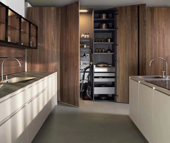 ครัวที่กําหนดเอง Alder ตู้ไม้ Set Pantry สําหรับบ้านที่ทันสมัย 0
