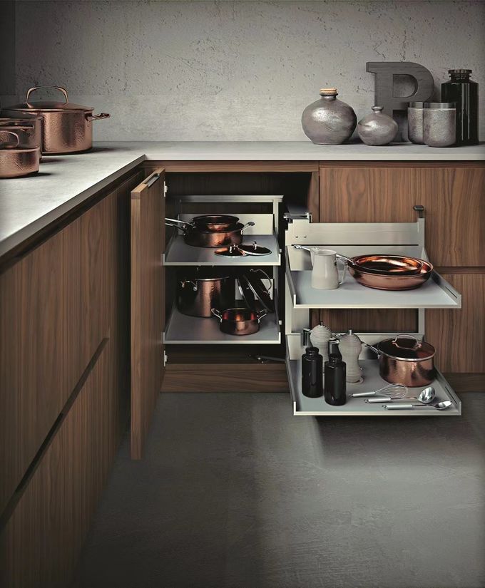 อลูมิเนียม โมดูลาร์ กล่องมุม โซลูชั่น Melamine ครัว 0