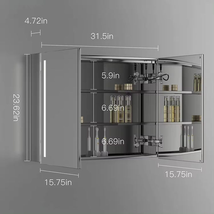 OEM เครื่องแต่งหน้า ผนังแขวนสระว่ายน้ํา Vanity กระจก LED กับสระน้ํายาง 1